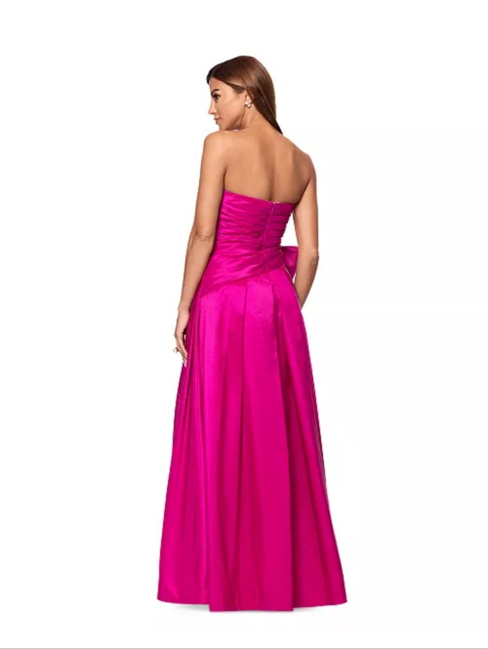 XSCAPE Fuchsia Satin Bow Gown Formal Evening Dress Sz 10 $319 Wedding Luxury - Picture 4 of 14